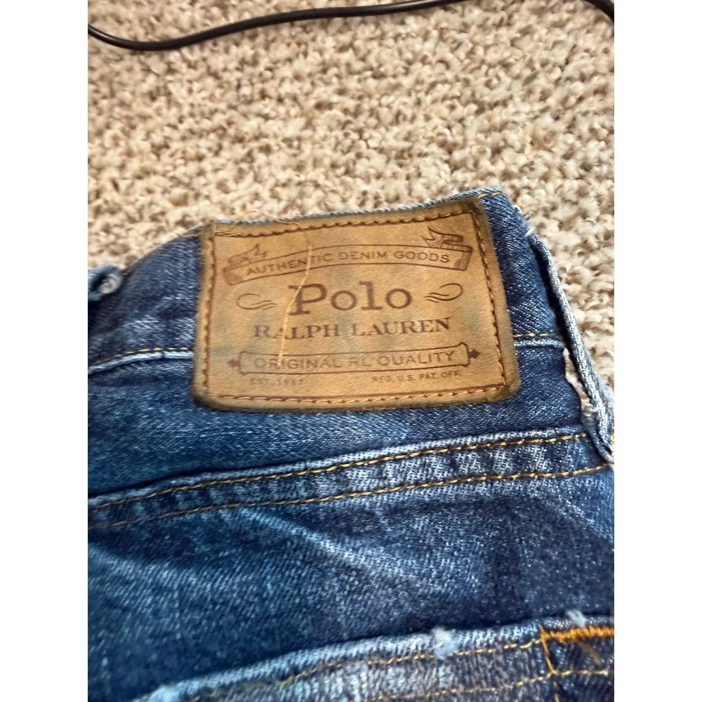 Polo Ralph Lauren Classic Fit Distressed Repaired Blue Jeans 40x32 Mens